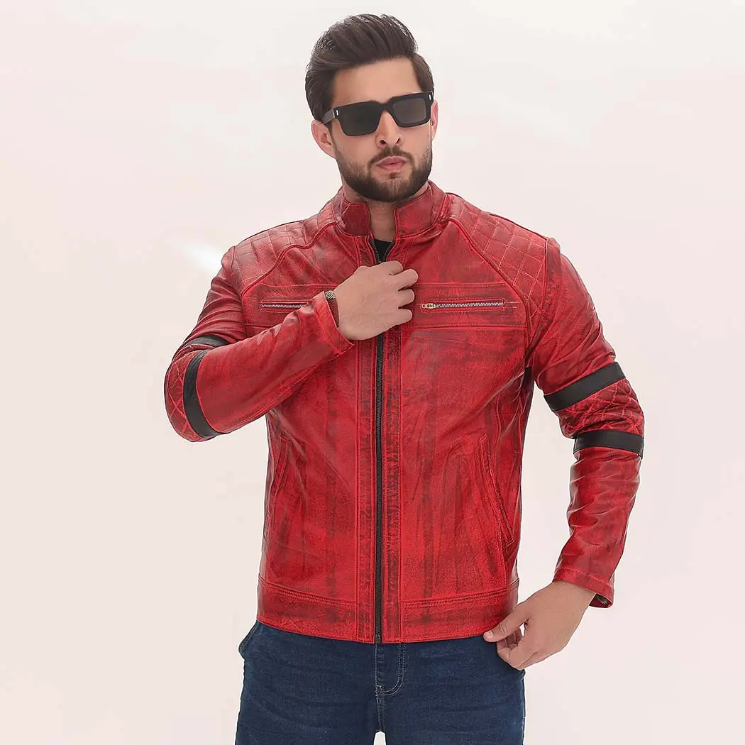 Red Sports Racing Jacket Cafe Racer jacket