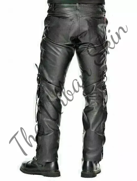 Attitude Clothing Lace-Up Side Leather Trousers